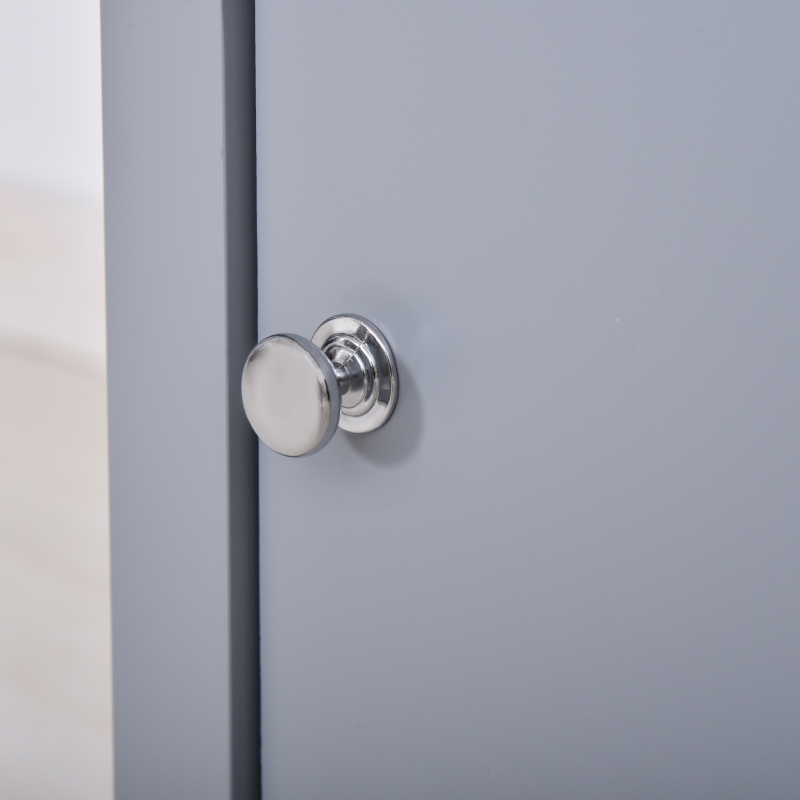 HOMCOM Wooden3-Tier Modern Nightstand with Pullout Shelf, Adjustable Open Shelf, and Door Cabinet, Grey