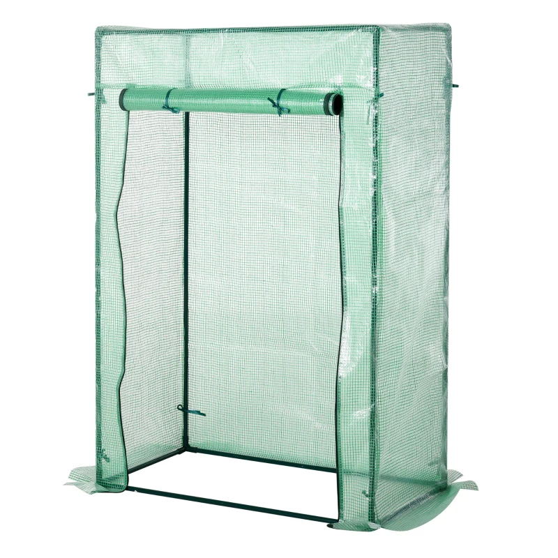 Outsunny 40"L x 20"W x 59"H Walk-in Garden Greenhouse with Durable Steel Frame Outdoor Hot House Tomato Plant Warm House w/ Roll up Door, PE Cover, Green