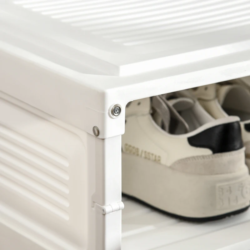 HOMCOM 20-Pair Shoe Storage Box, Portable Shoe Cabinet, Folding Storage Organizer Modular Cabinet with Ten Compartments, Magnetic Doors, for Hallway, Entryway, White