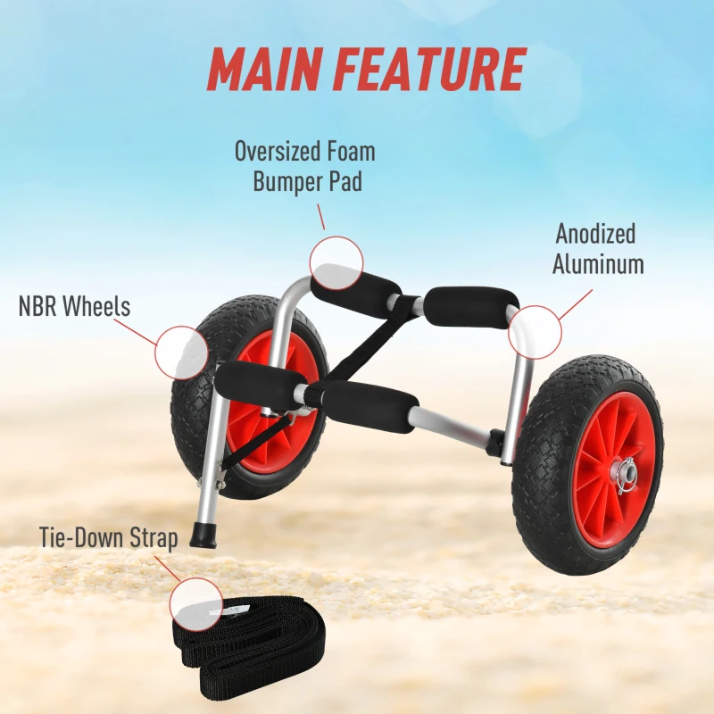 Soozier Kayak Cart Canoe Dolly for Carrying Paddleboard, Kayak Trolley Cart with Aluminum Frame & Folding Design