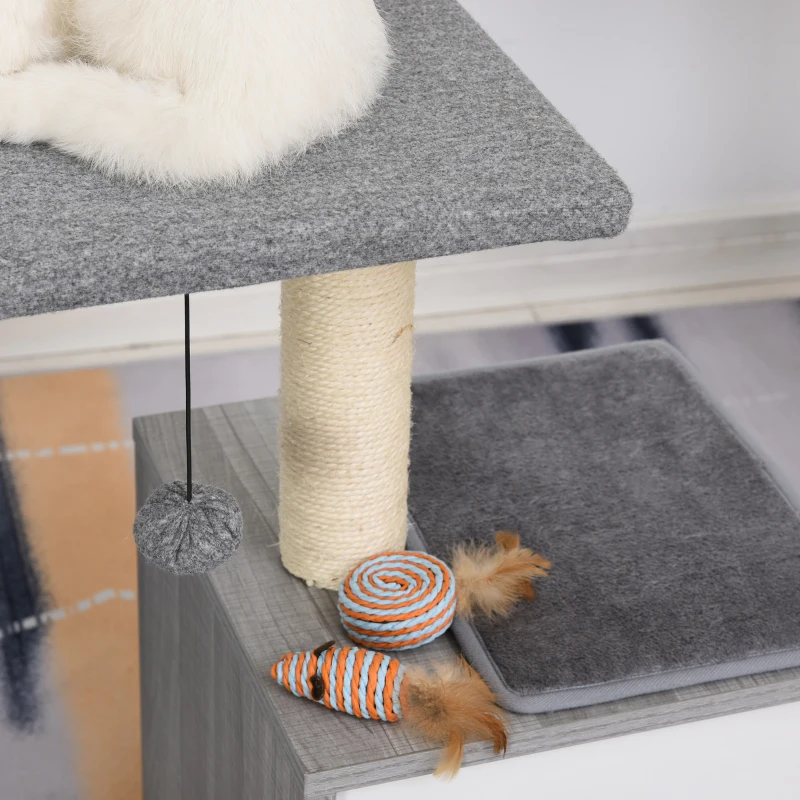 PawHut Multi-level Cat Tree Condo with Sisal-Covered Scratching Posts Grey