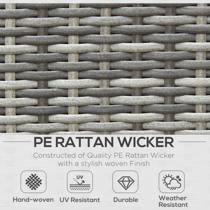 Outsunny 4 Pieces Patio Furniture Set w/ 4" Thick Cushions, PE Rattan Wicker Outdoor Sectional Sofa Set w/ Glass Top Coffee Table for Porch, Garden, Poolside, Balcony, Grey
