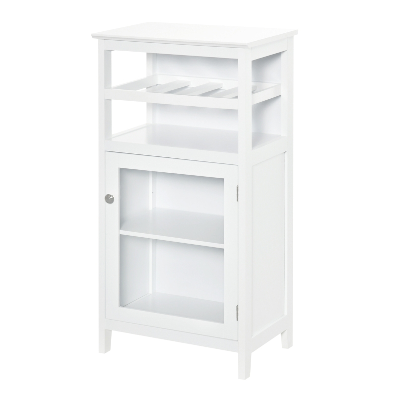 HOMCOM Wine Cabinet with 4 Bottle Wine Rack, Open Shelf, Acrylic Door Cabinet with Adjustable Shelf for Home Bar, White