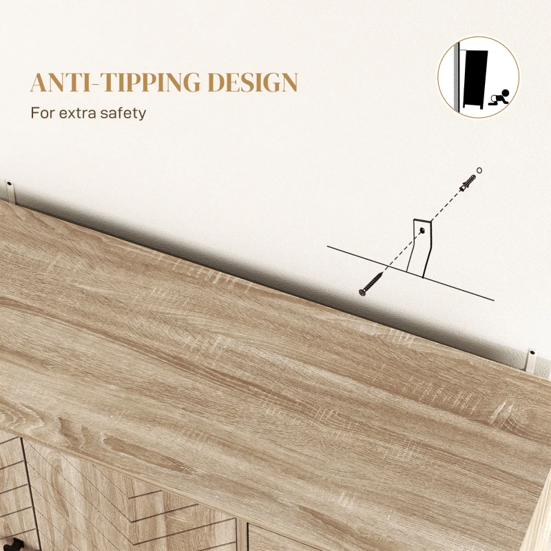 HOMCOM Modern Sideboard, 42.5" Buffet Cabinet with Adjustable Shelves and 3 Drawers, Coffee Bar Cabinet with 2 Doors, Oak