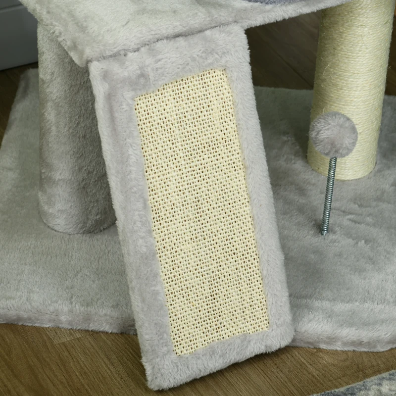 PawHut 57.5" Cat Tree with Scratching Posts, Large Cat Tower for Indoor Cats with Bed, House, Toys, Grey