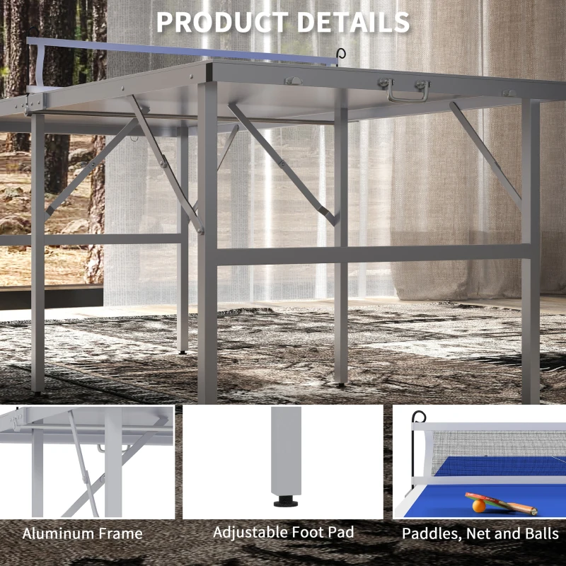 Soozier Portable Ping Pong Table Set, Table Tennis Table w/ Net, 2 Paddles, 3 Balls for Outdoor and Indoor, Easy Assembly, Blue