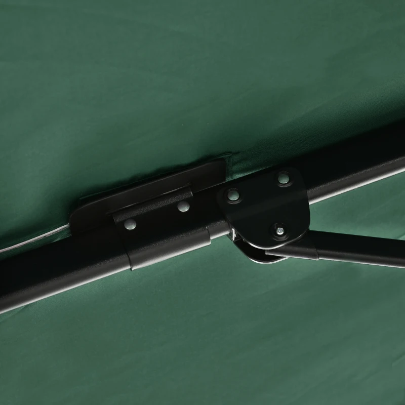 Outsunny 8' x 8' Square Cantilever Umbrella with 360° Rotation, Aluminum Outdoor Cantilever Market Parasol with Crank & Tilt, Garden Sun Canopy Shelter with Cross Base, Green