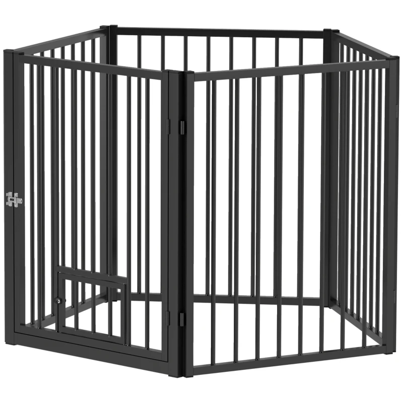 PawHut 5 Panels Dog Playpen, Foldable Portable Pet Playpen with Door, for Small & Medium Dogs, 30"H