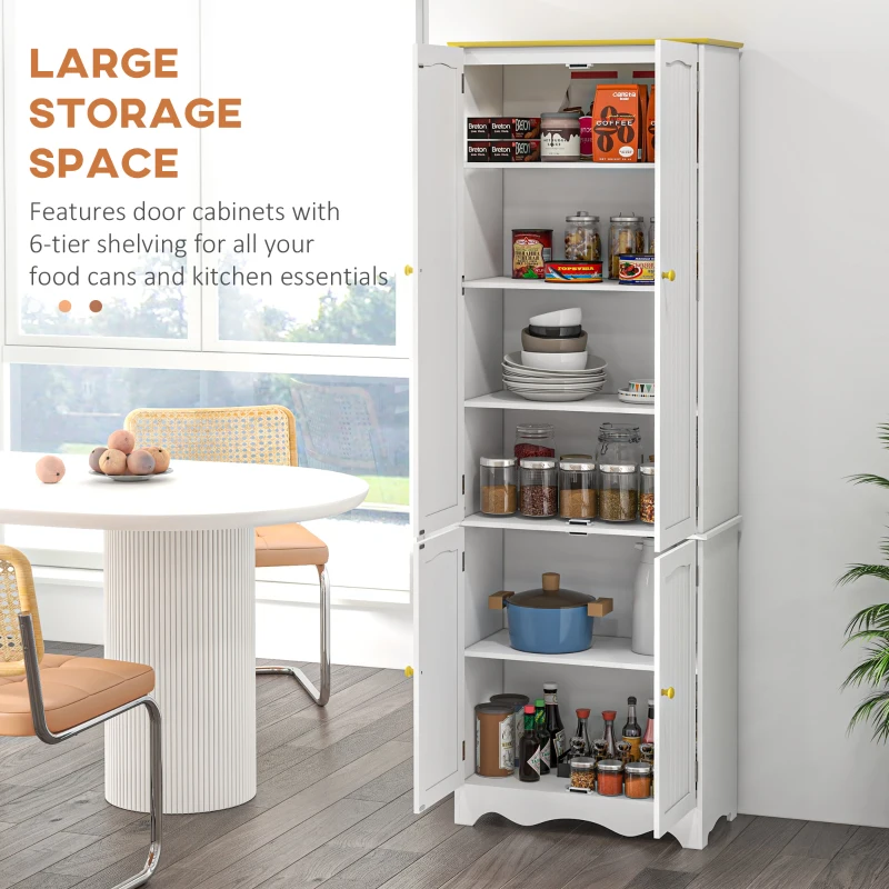HOMCOM Freestanding Storage Cabinet, Kitchen Pantry Cabinet with 4 Shelves, 4 Doors, Kitchen Storage Cabinets for Dining Room