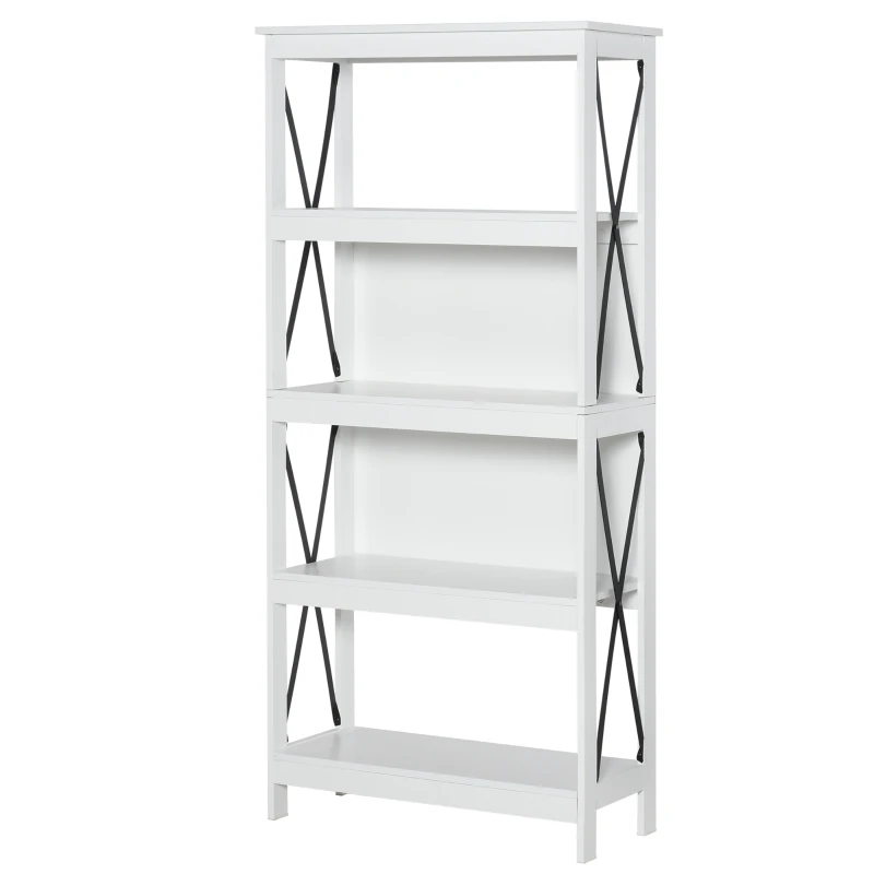 HOMCOM 4-Tier Bookcase, Display Shelf, Unit Storage Rack Organizer for Living Room, Office - White
