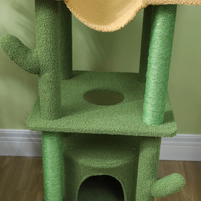 PawHut 89"-100" Floor to Ceiling Cat Tree Cat Tower for Large Cats w/ Scratching Posts, Grooming Brush Post, Cat Condo, Green