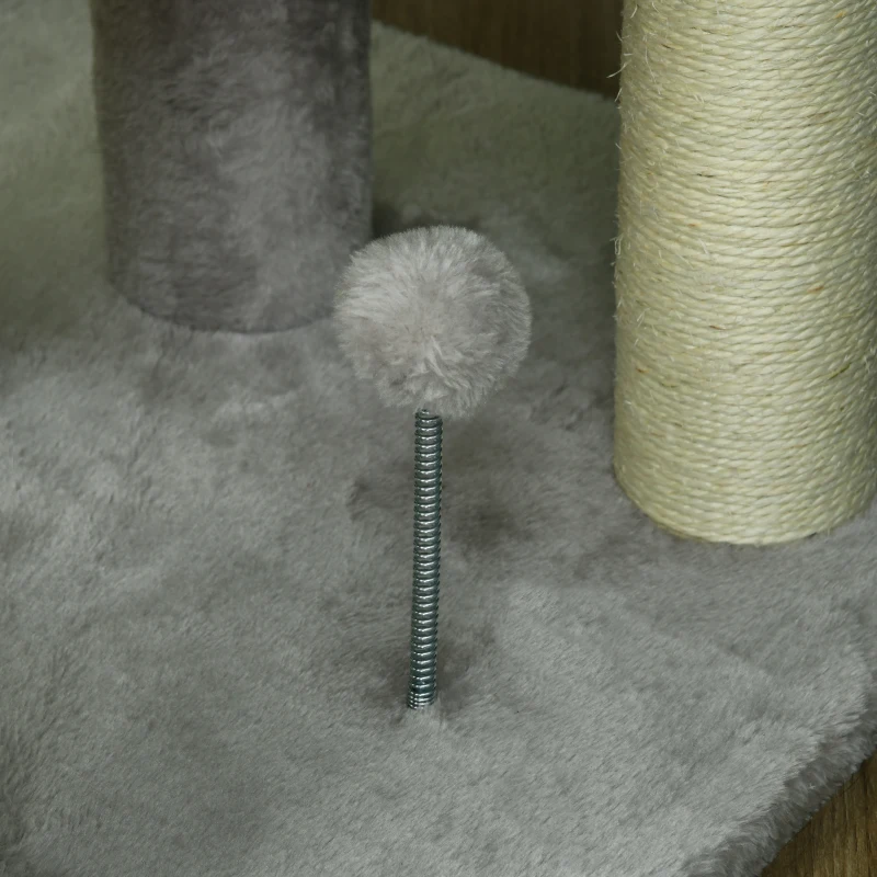 PawHut 57.5" Cat Tree with Scratching Posts, Large Cat Tower for Indoor Cats with Bed, House, Toys, Grey
