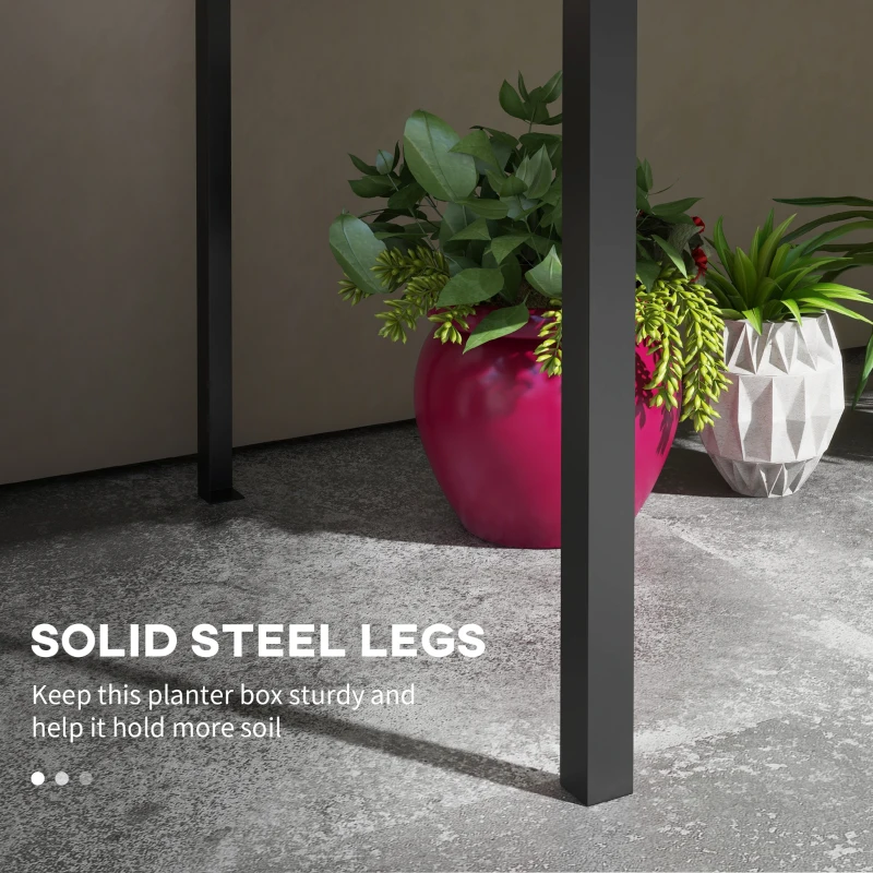 Outsunny Wooden Planter Box with Metal Legs, Raised Garden Bed with Trellis and Bed Liner, for Vegetables Flowers Herbs