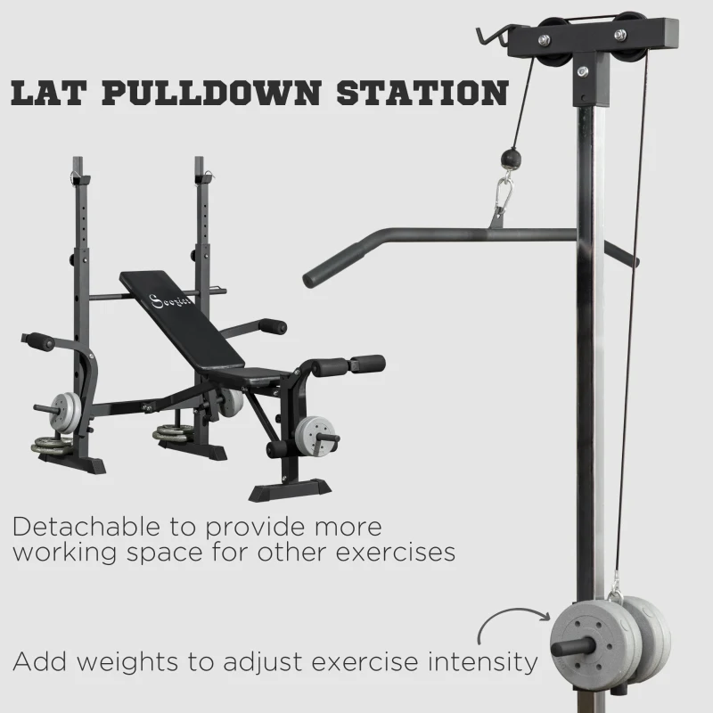 Soozier Adjustable Weight Bench with Pulley System for Home Gym Full Body Workout