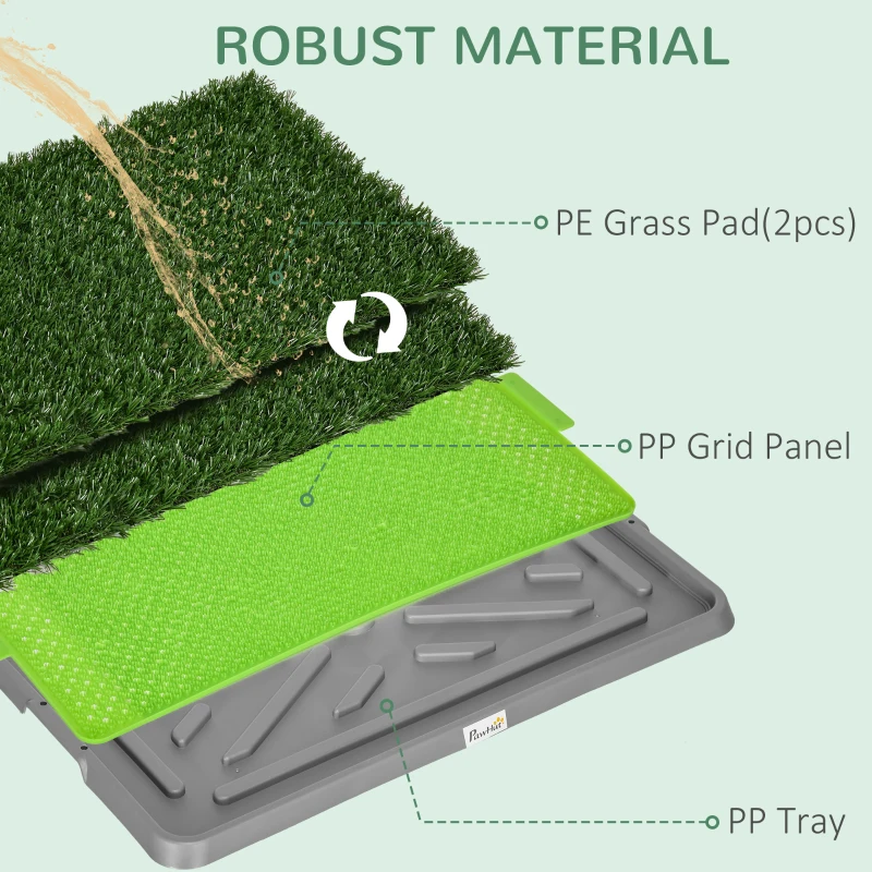 PawHut Artificial Grass Pee Pad for Dogs Potty Training, 26" x 16", 2 Packs, Green