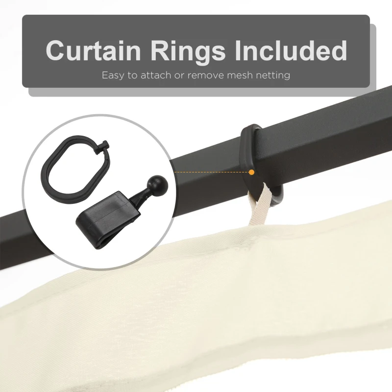Outsunny Replacement Mosquito Netting for Gazebo 12' x 12' Black Screen Walls for Canopy with Zippers for Parties and Outdoor Activities, Cream White