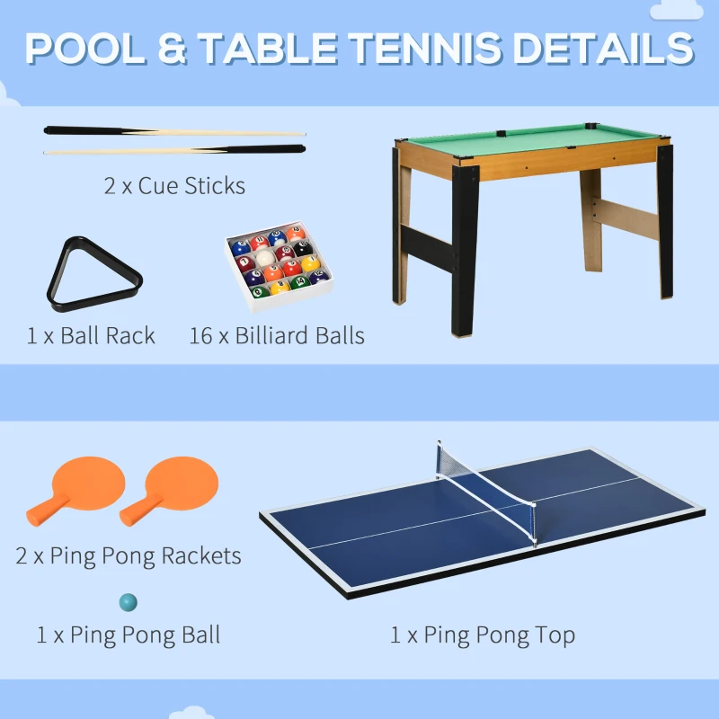 Soozier 43'' 4-in-1 Multi-Gaming Table, Tabletop Billiards Hockey Table Tennis Foosball Game, Easy Set up for Whole Family