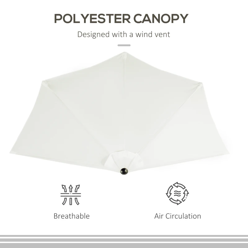 Outsunny 9ft Half Patio Umbrella Round Balcony Umbrella Waterproof Window Sun Shade w/ 5 Ribs Beige
