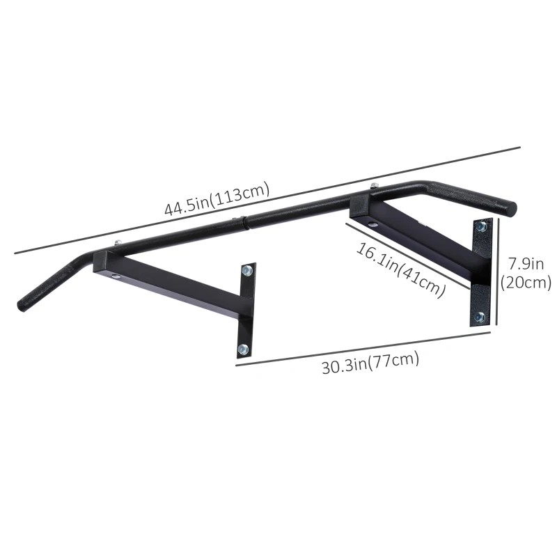 Soozier Wall Mounted Pull Up Bar Upper Body Pull Up Training Workout Home Gym Exerciser Black