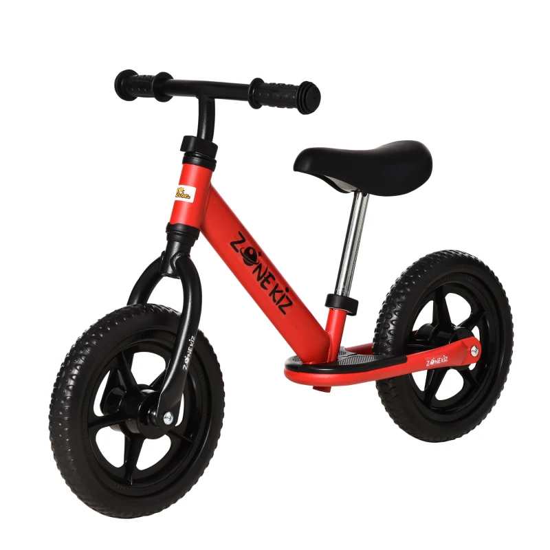 Qaba 12" Kids Balance Bike No Pedal Bicycle Adjustable Seat and Handlebar Training Toddler Bike 3 - 5 Years Red