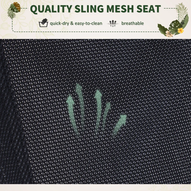 Outsunny Outdoor Rocking Lounge Chair, Foldable Zero Gravity Rocking Chair, Orbital Outdoor Patio Chaise Lounge Rocker with Mesh Seat and Pillow, Black