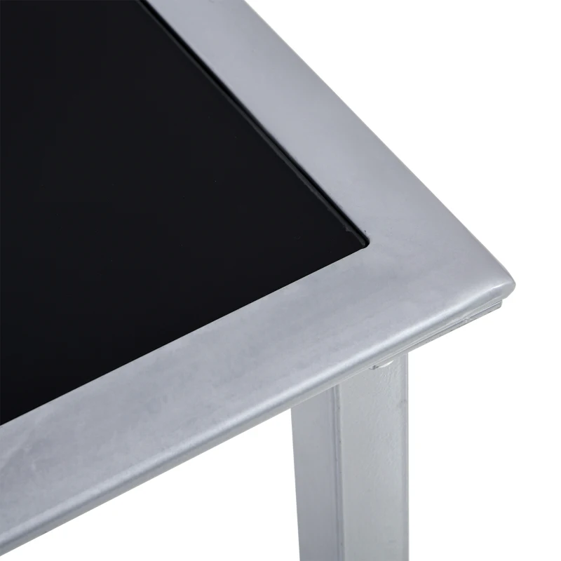 Outsunny 3 Pieces Patio Pool Lounge Chairs Set, Outdoor Chaise lounge with 2 S-Shaped Sunbathing Chairs and a Glass Top Table, for Yard Garden, Blue