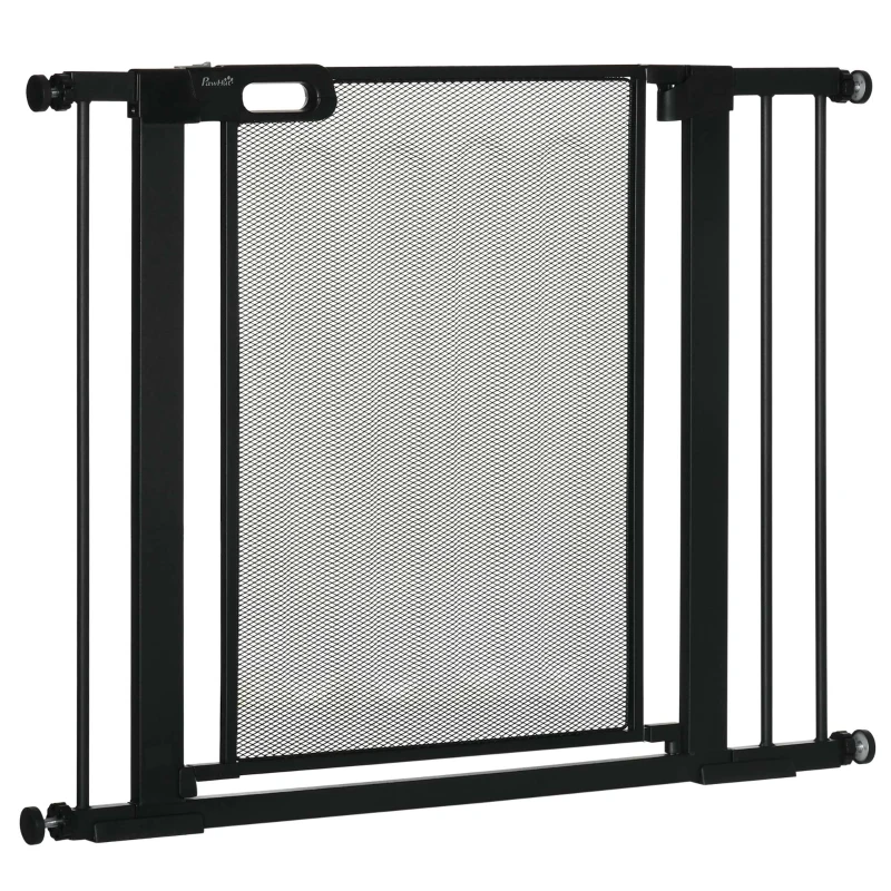 PawHut 29.5"-40.6" Metal Pet Gate, Dog Gate with Auto Closing Door, Double Locking, for Doorways, Stairs, Hallways, Black