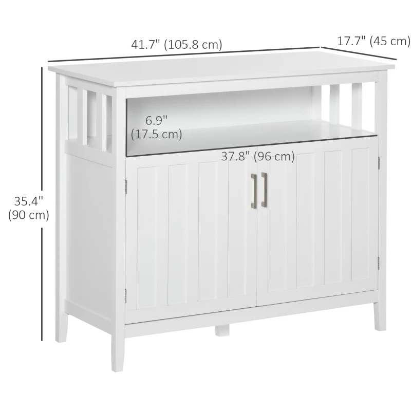 HOMCOM Sideboard Buffet Server Storage Cabinet Console Table with 2 Doors and Adjustable Shelves for Kitchen & Dining Room, White