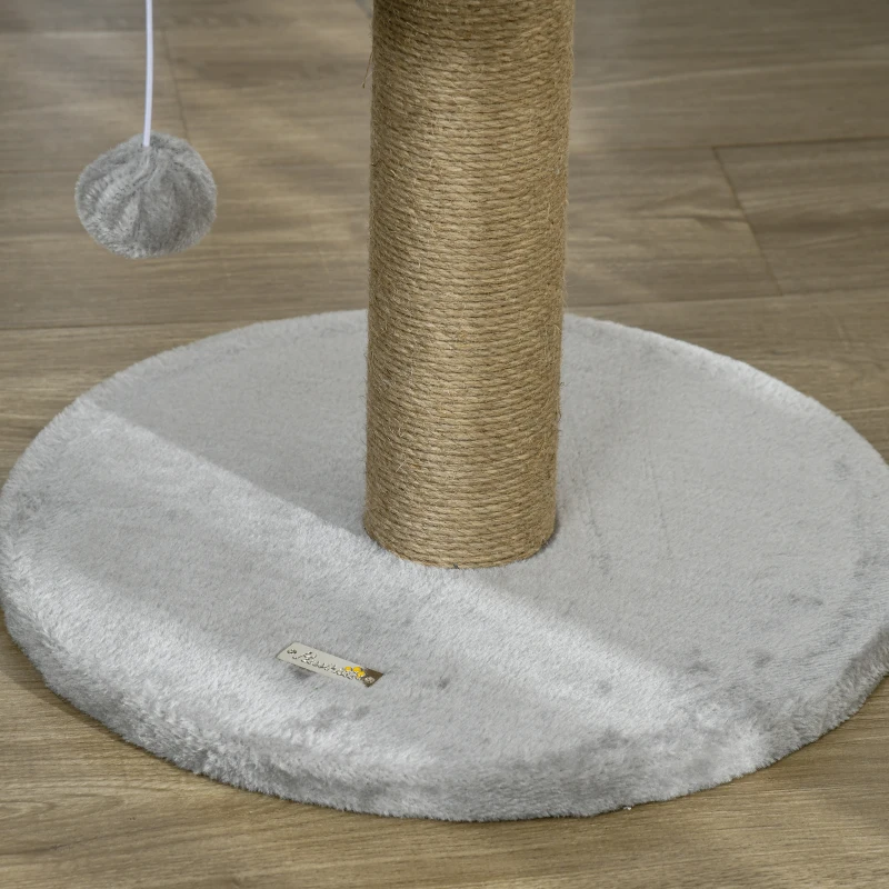 PawHut Cat Tree with Scratching Post, Toy Ball, Perch, Small Cat Tower for Indoor Cats - 16" x 16" x 19", Grey