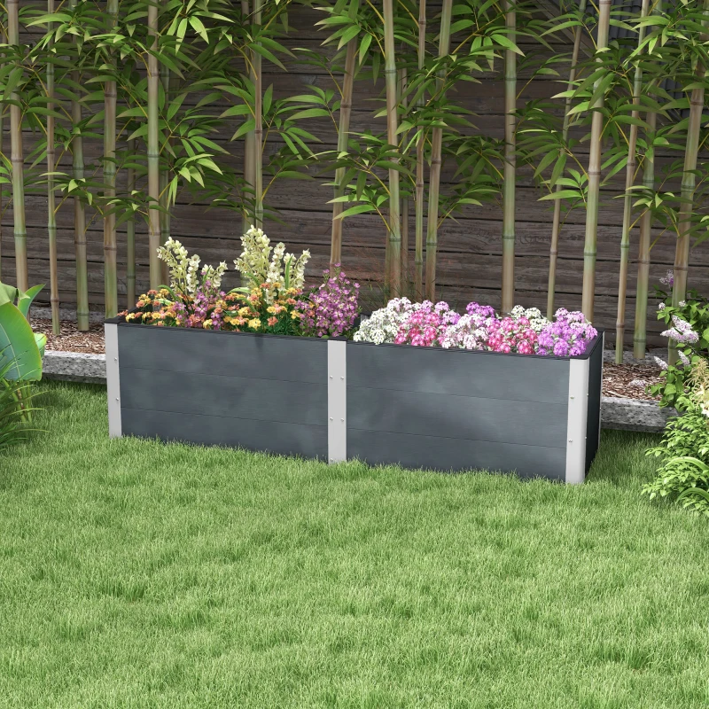 Outsunny 6.6' x 1.6' x 1.8' Elevated Planter Box with Open Bottom, Raised Garden Bed for Vegetables, Flowers, Fruits, Herbs, Grey