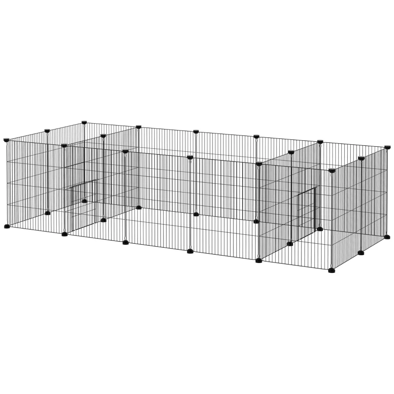 PawHut 18 Panels Small Animal Cage with Doors, Guinea Pig Playpen, Portable Metal Wire Yard for Hedgehogs