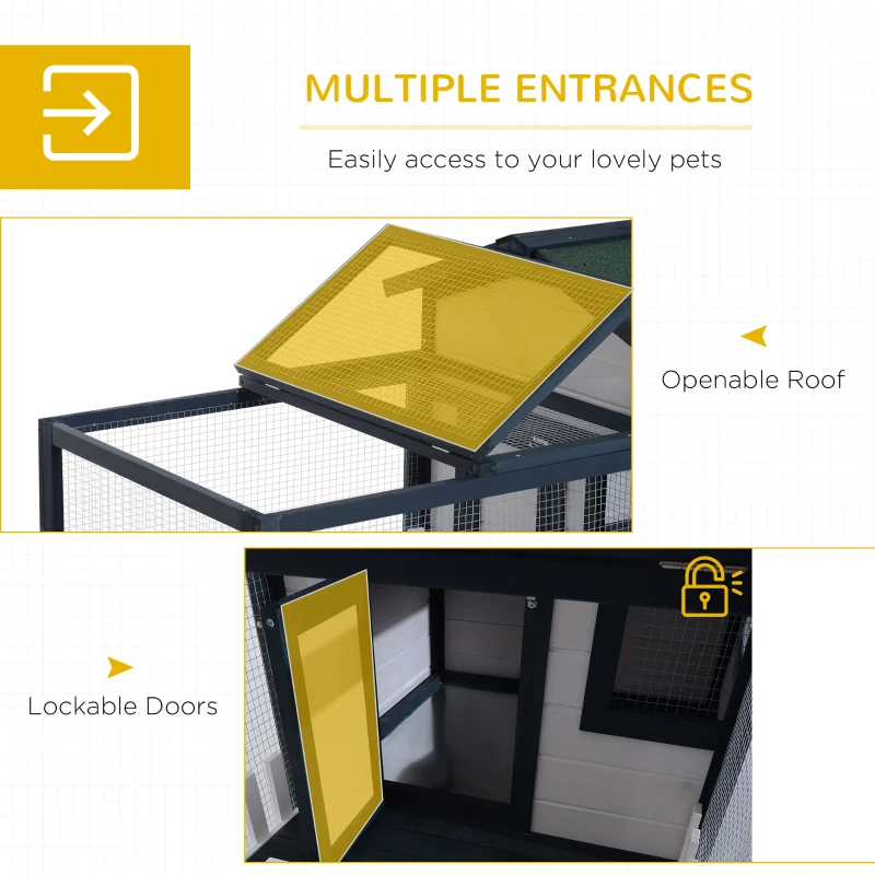 PawHut 59" x 31" x 33" Wooden Rabbit Hutch Bunny Cage Pet House Chicken Coop Poultry w/ Fence Run