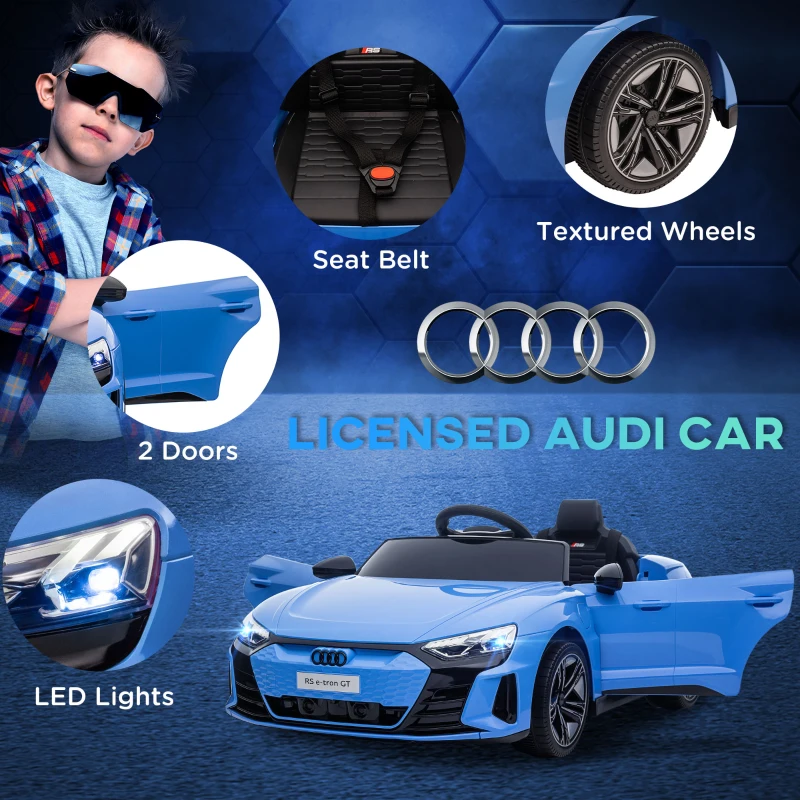Aosom Ride-On Toy On Car with Remote Control, 12V 3.1 MPH Electric Ride for Kids w/ Suspension System, Horn Honking, Blue