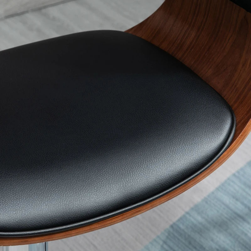 HOMCOM Counter Height Bar Stools Set of 2, Height Adjustable Swivel Barstools, PU Leather Bar Chairs with Arms and Footrest, Black