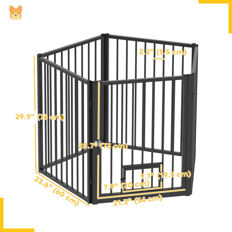 PawHut 5 Panels Dog Playpen, Foldable Portable Pet Playpen with Door, for Small & Medium Dogs, 30"H
