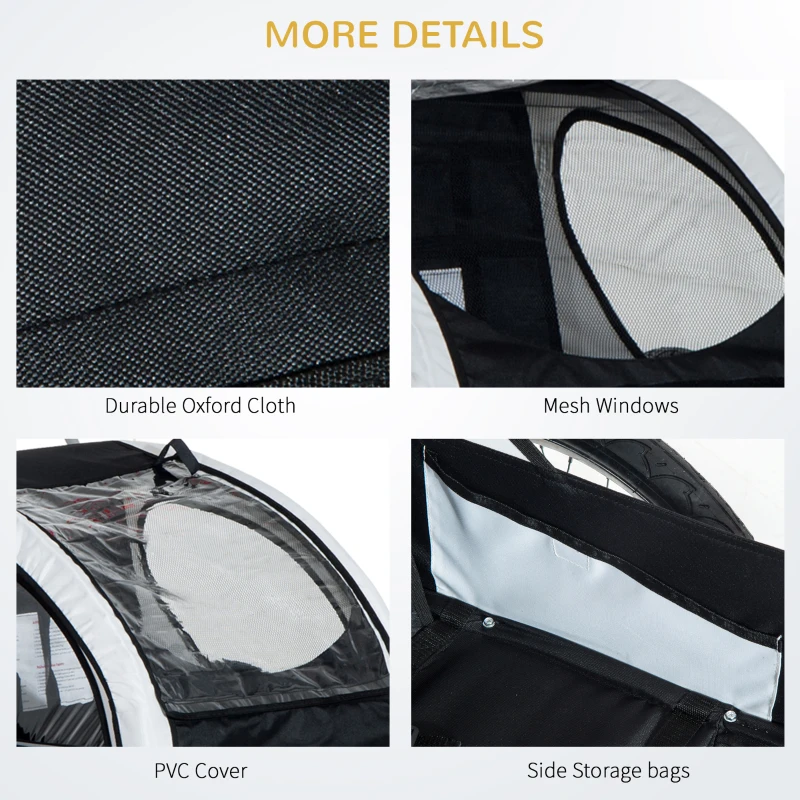 Aosom Child Bike Trailer Kid Bicycle Trailer with Adjustable Handlebar 2-Seater Grey and Black