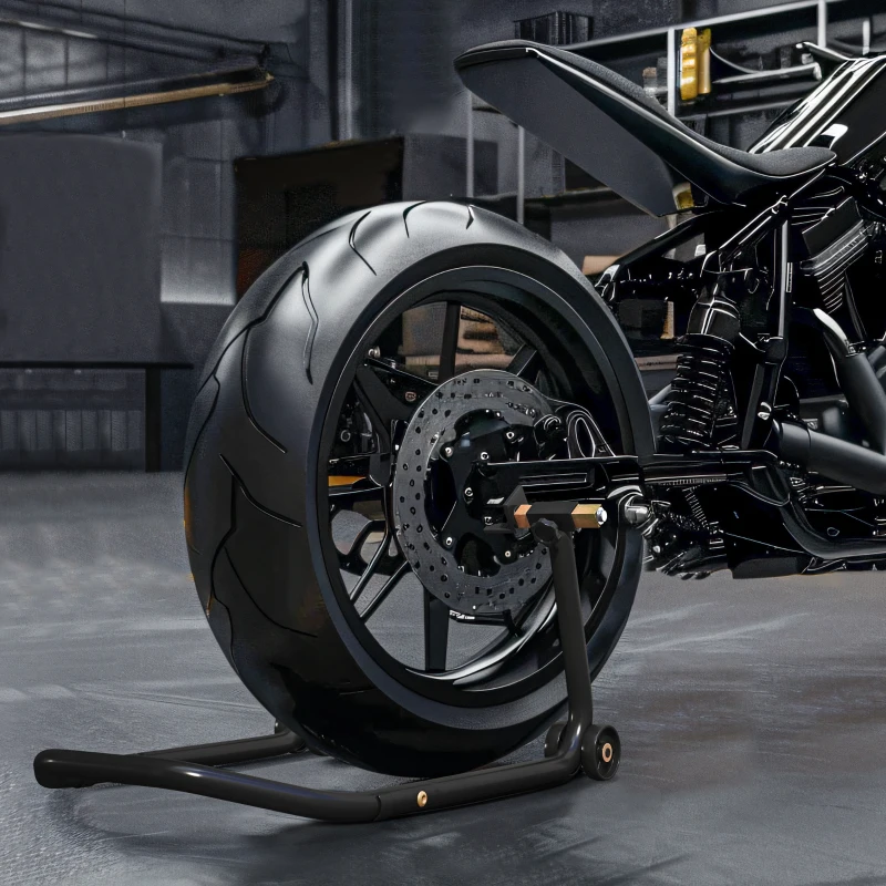 HOMCOM Convertible Motorcycle Stand, Front & Rear Motorcycle Lift with 3 Types of Adaptors, Universal Paddock Lift Stand, Black