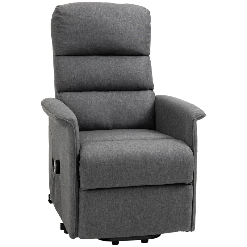 HOMCOM Lift Chair for Elderly, Power Chair Recliner with Remote Control, Side Pockets for Living Room, Grey