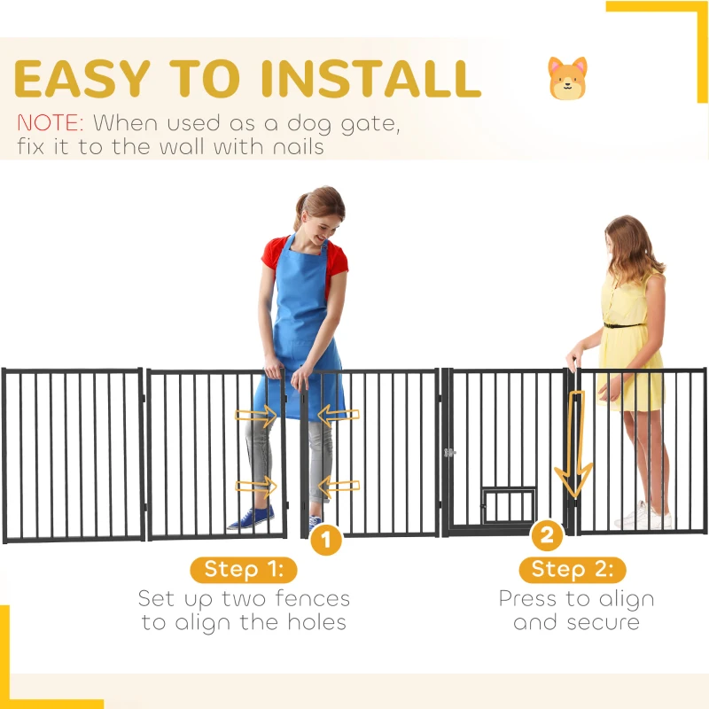 PawHut 5 Panels Dog Playpen, Foldable Portable Pet Playpen with Door, for Small & Medium Dogs, 30"H