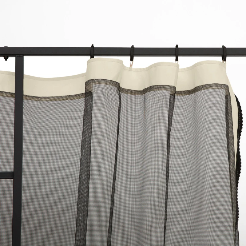 Outsunny Replacement Mosquito Netting for Gazebo 10' x 10' Black Screen Walls for Canopy with Zippers for Parties and Outdoor Activities, Cream White