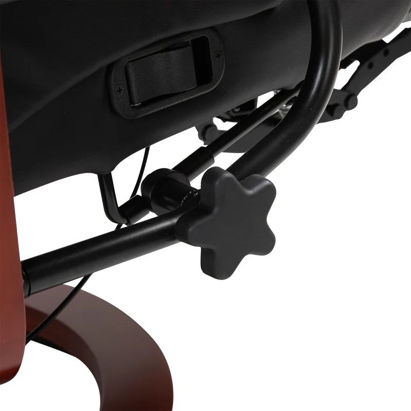 HOMCOM Manual Recliner Chair Armchair Sofa with Faux Leather Upholstered, Wood Base for Living Room Bedroom, Black