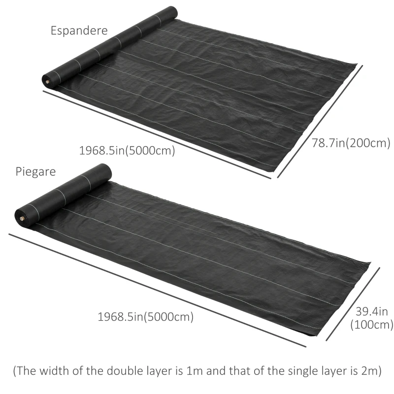 Outsunny 6.6ftx164ft Gardener Premium Weed Barrier 3.5OZ Landscape Fabric Durable & Heavy-Duty Weed Block Gardening Mat