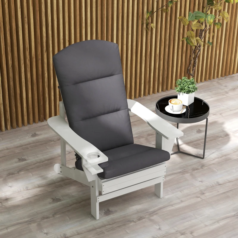 Outsunny Patio Chair Cushion for Adirondack Chairs Replacement Cushion with Back and Ties, Grey