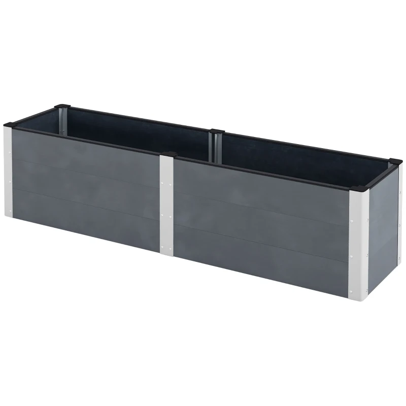 Outsunny 6.6' x 1.6' x 1.8' Elevated Planter Box with Open Bottom, Raised Garden Bed for Vegetables, Flowers, Fruits, Herbs, Grey