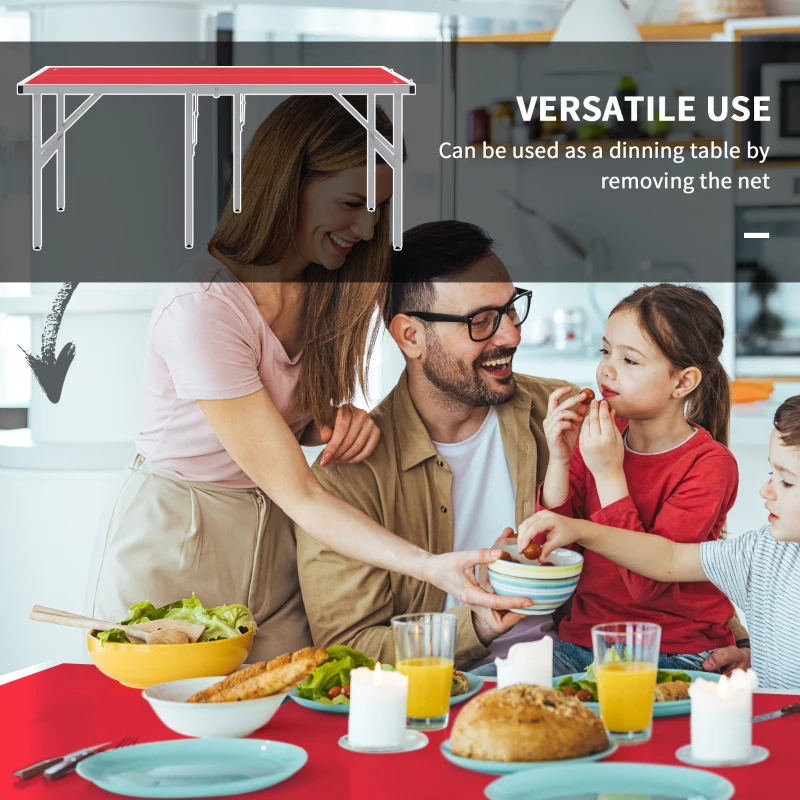 Soozier Portable Ping Pong Table Set, Table Tennis Table w/ Net, 2 Paddles, 3 Balls for Outdoor and Indoor, Easy Assembly, Red