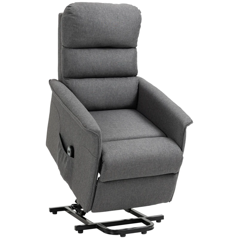 HOMCOM Lift Chair for Elderly, Power Chair Recliner with Remote Control, Side Pockets for Living Room, Grey