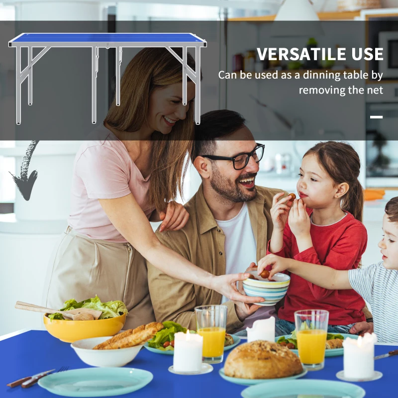 Soozier Portable Ping Pong Table Set, Table Tennis Table w/ Net, 2 Paddles, 3 Balls for Outdoor and Indoor, Easy Assembly, Blue