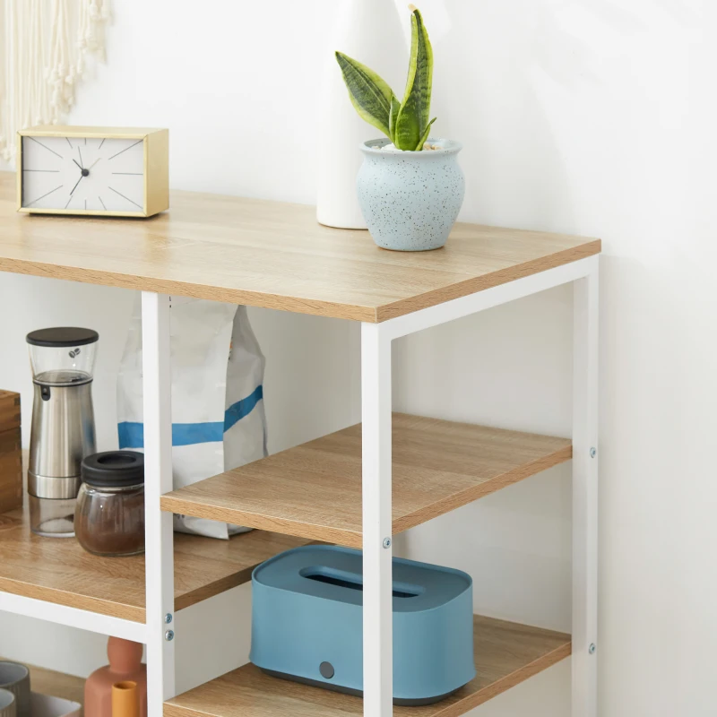 HOMCOM Storage Shelf Multi-Tier Bookcase Utility Display Rack Home Organizer for Kitchen, Garage, Living Room, White