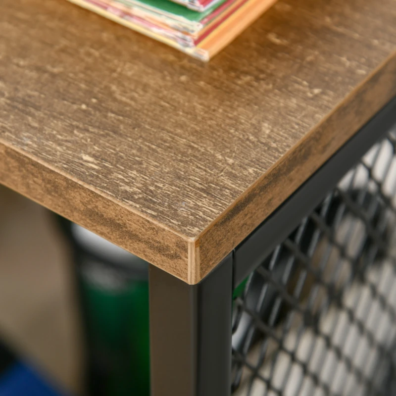 HOMCOM Lateral Filing Cabinet, Mobile File Cabinet Printer Stand Home Office Organizer with Wheels, Rustic Brown