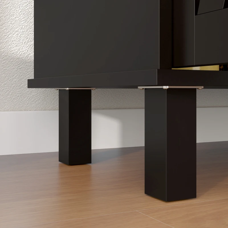 HOMCOM Kitchen Sideboard Cabinet with 4 Barn Doors and 2 Adjustable Shelves, Buffet Table for Living Room, Hallway, Black